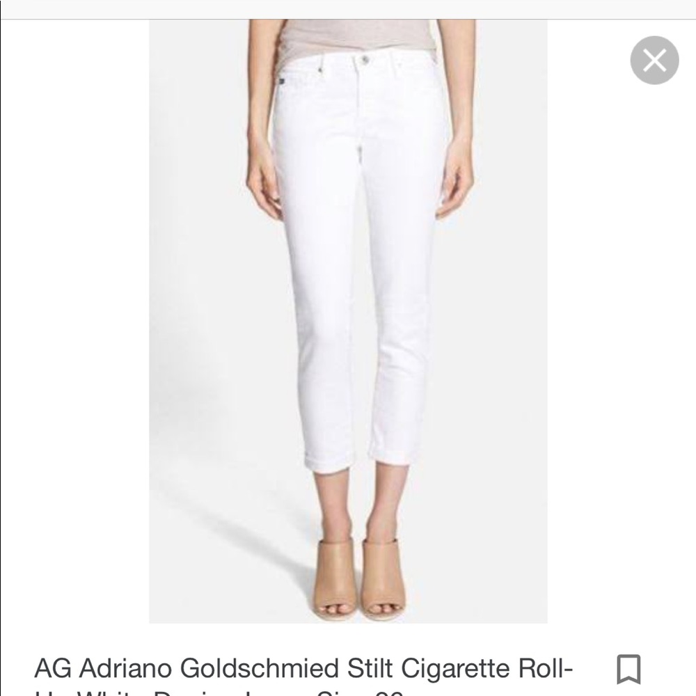 White AG jeans cigarette the stilt roll up size 25